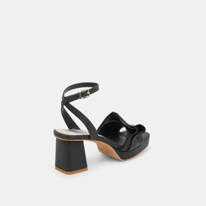 Dolce Vita Cheer Heels Black Raffia Women Heels