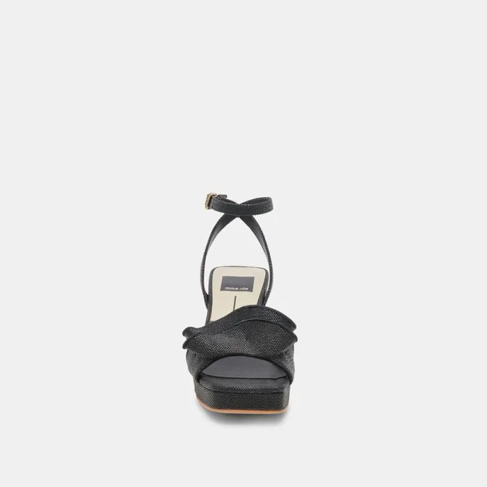 Dolce Vita Cheer Heels Black Raffia Women Heels