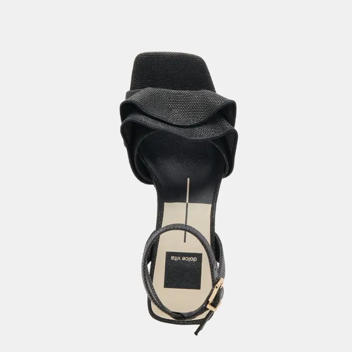 Dolce Vita Cheer Heels Black Raffia Women Heels
