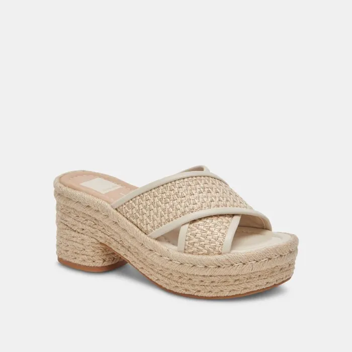 Dolce Vita Eldora Heels Natural White Raffia Women Wedges