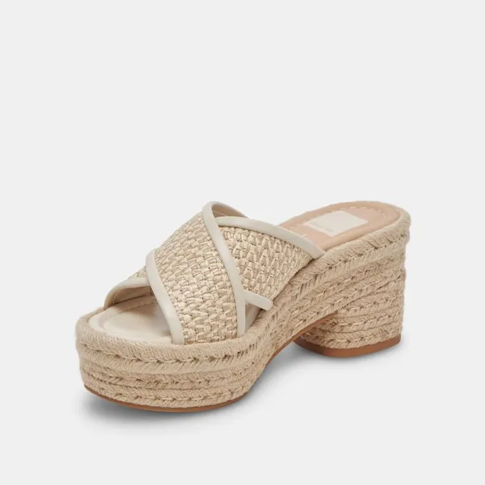 Dolce Vita Eldora Heels Natural White Raffia Women Wedges