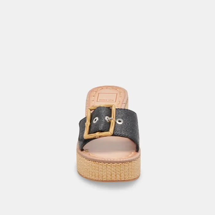 Dolce Vita Era Heels Onyx Raffia Women Sandals