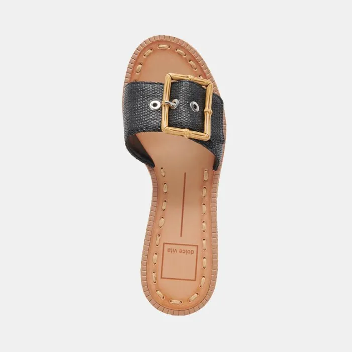 Dolce Vita Era Heels Onyx Raffia Women Sandals