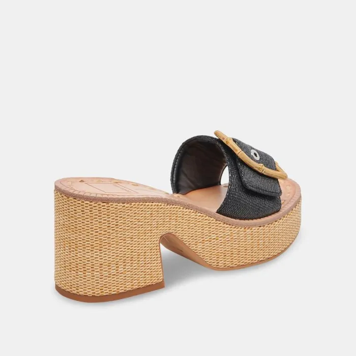 Dolce Vita Era Heels Onyx Raffia Women Sandals