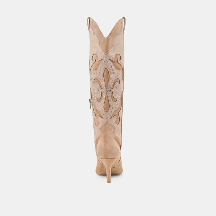 Dolce Vita Finley Stud Boots Camel Suede Women Boots and Booties