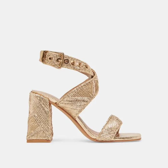 Dolce Vita Finny Deco Heels Gold Woven Stella Women Heels
