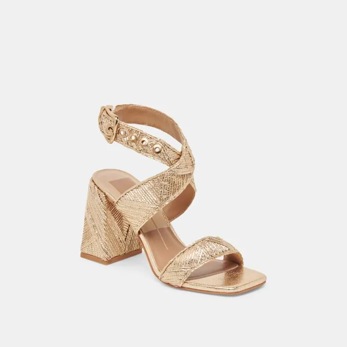 Dolce Vita Finny Deco Heels Gold Woven Stella Women Heels