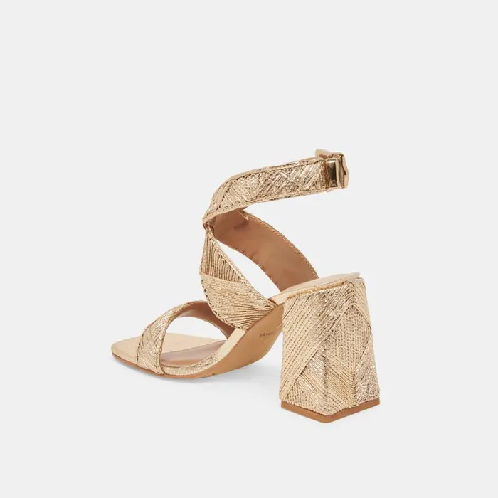 Dolce Vita Finny Deco Heels Gold Woven Stella Women Heels