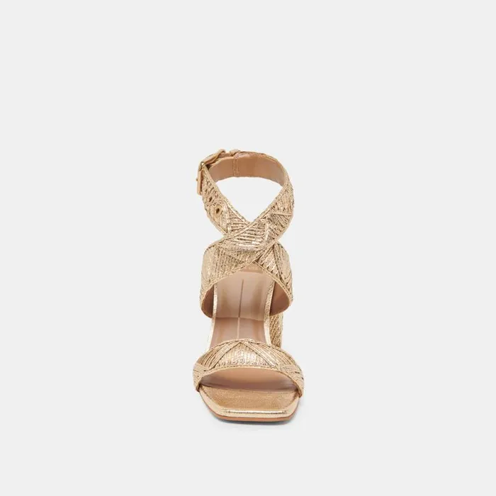 Dolce Vita Finny Deco Heels Gold Woven Stella Women Heels