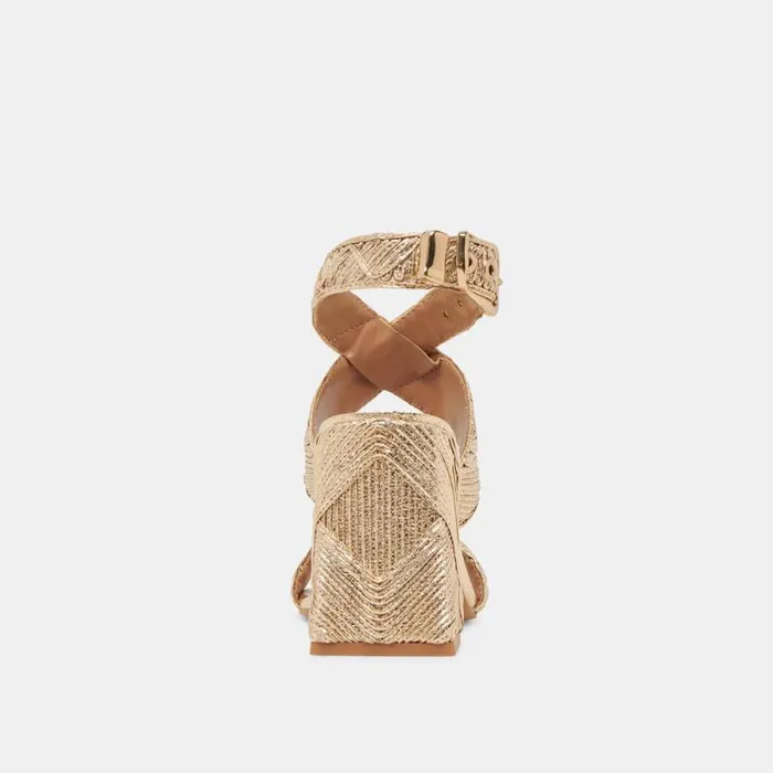 Dolce Vita Finny Deco Heels Gold Woven Stella Women Heels