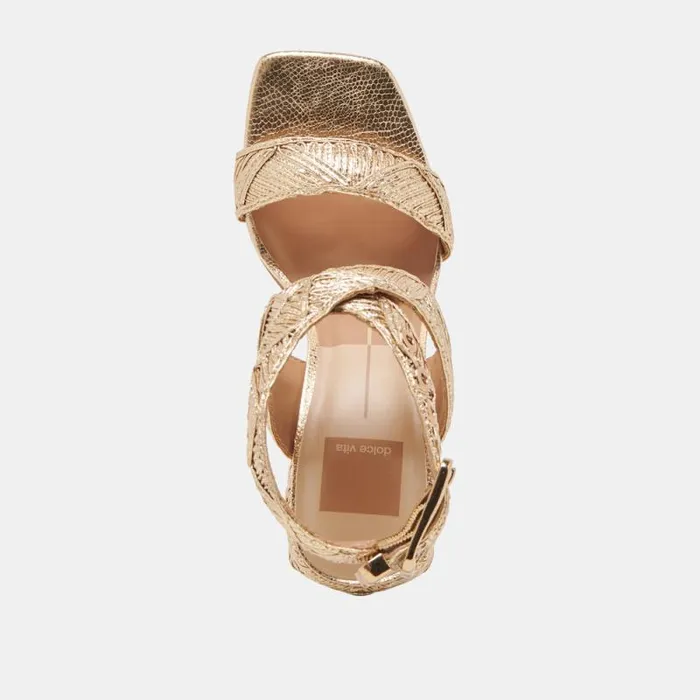 Dolce Vita Finny Deco Heels Gold Woven Stella Women Heels