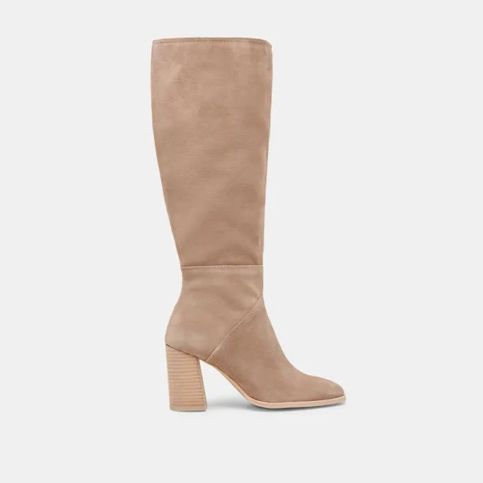 Dolce Vita Fynn Wide Calf Boots Truffle Suede Women Boots and Booties