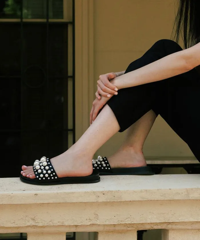 Dolce Vita Gabbi Pearl Sandals Black Pearls Women Sandals