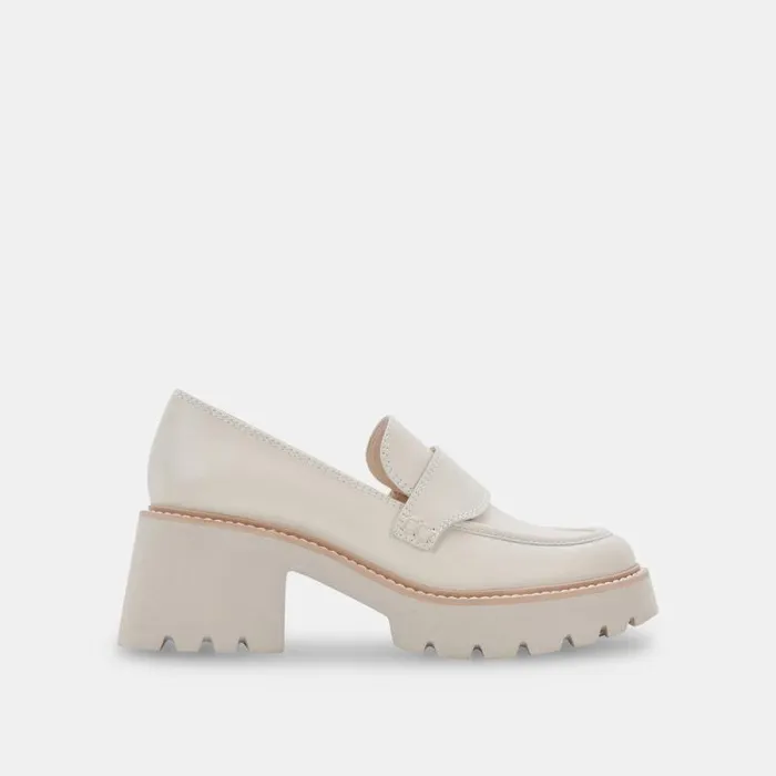 Dolce Vita Halona Loafers Ivory Leather Women Flats and Loafers