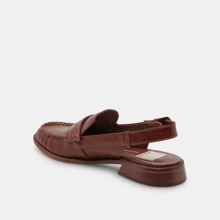 Dolce Vita Hardi Loafers Brown Crinkle Patent Women Flats and Loafers
