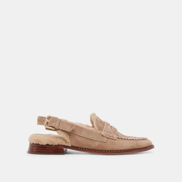 Dolce Vita Hardi Plush Loafers Mushroom Suede Women Mules and Clogs
