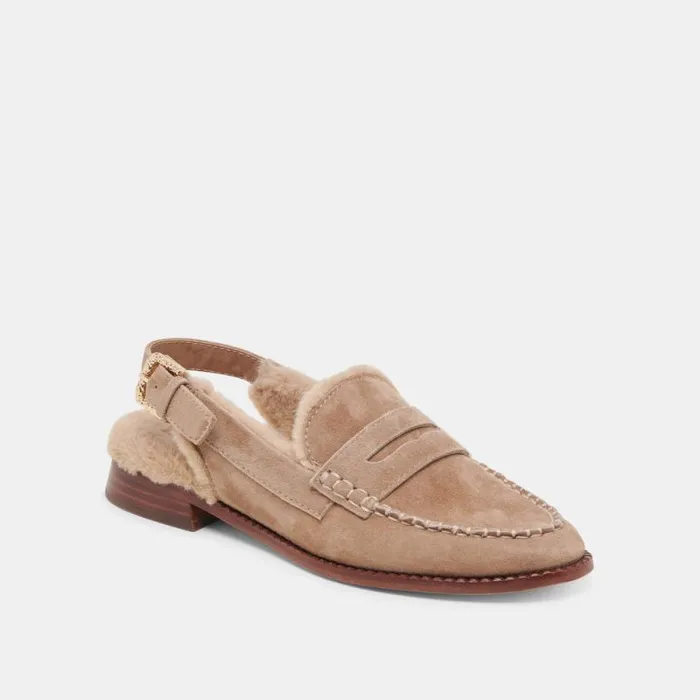Dolce Vita Hardi Plush Loafers Mushroom Suede Women Mules and Clogs