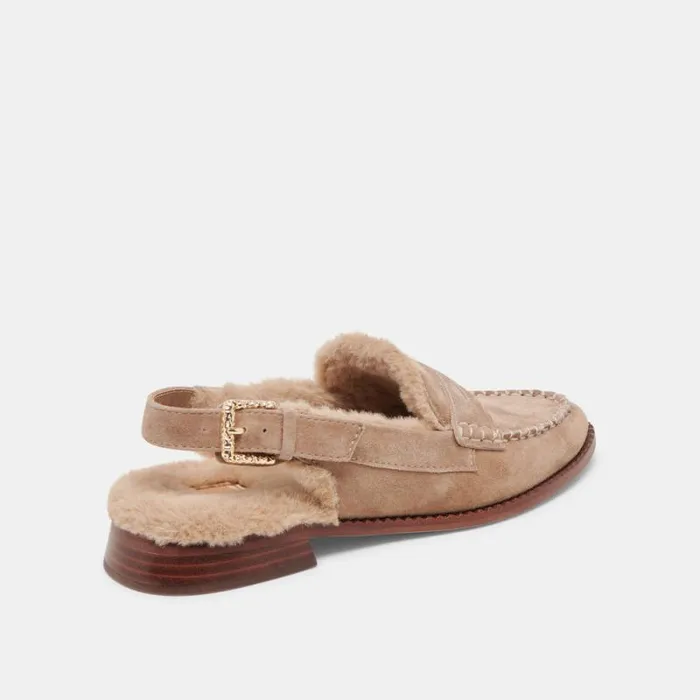 Dolce Vita Hardi Plush Loafers Mushroom Suede Women Mules and Clogs