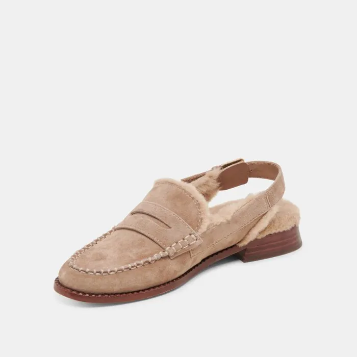 Dolce Vita Hardi Plush Loafers Mushroom Suede Women Mules and Clogs