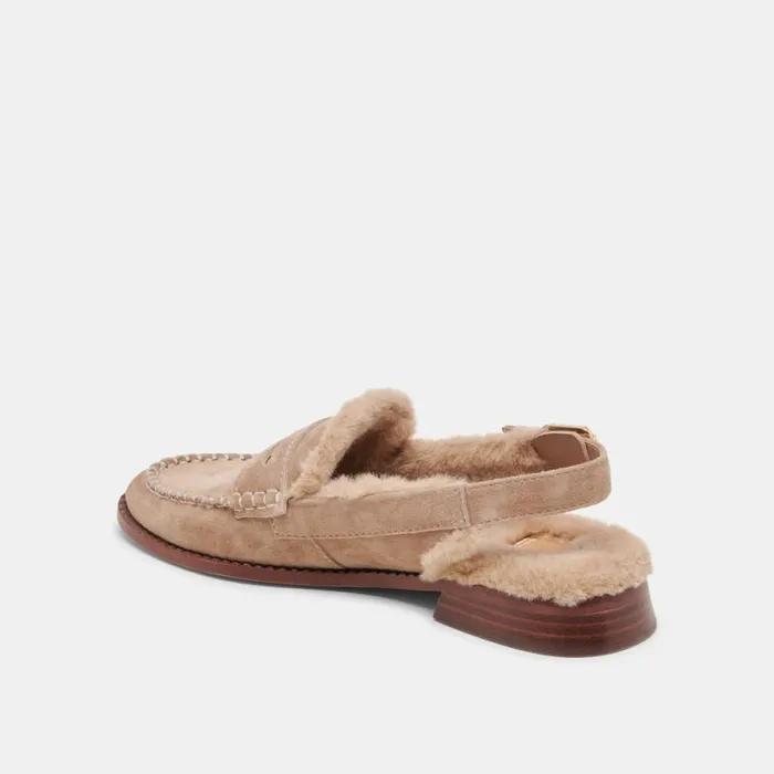 Dolce Vita Hardi Plush Loafers Mushroom Suede Women Mules and Clogs