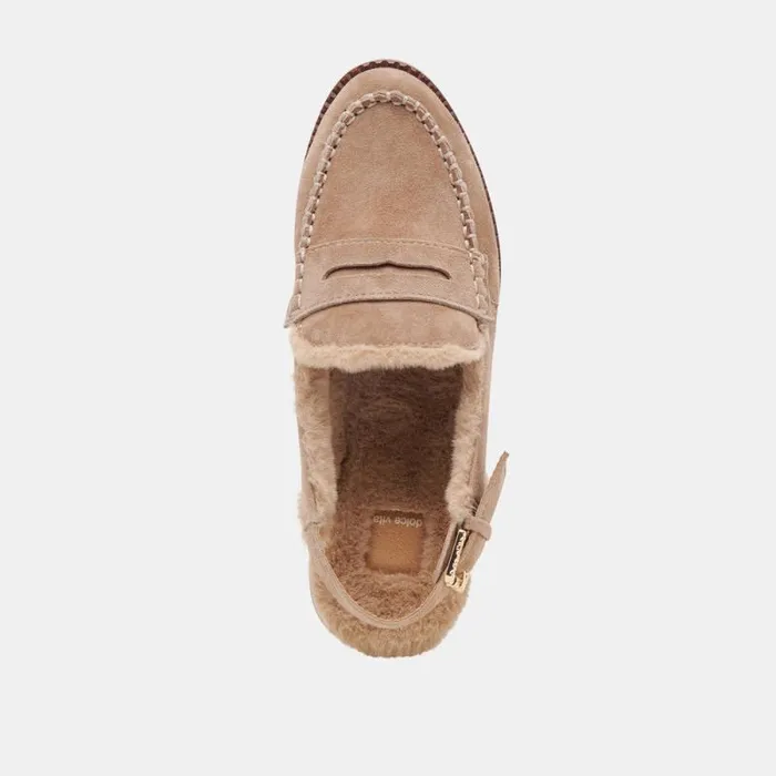 Dolce Vita Hardi Plush Loafers Mushroom Suede Women Mules and Clogs