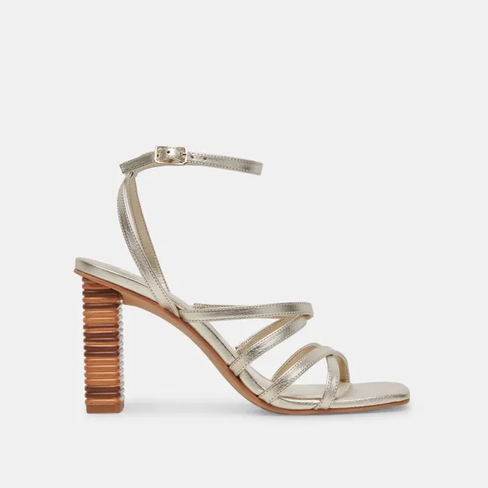 Dolce Vita Jenko Heels Platinum Metallic Leather Women Heels