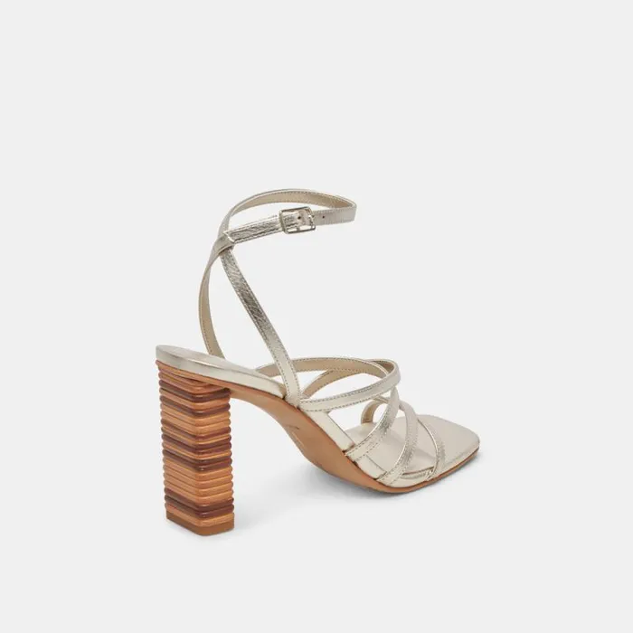 Dolce Vita Jenko Heels Platinum Metallic Leather Women Heels