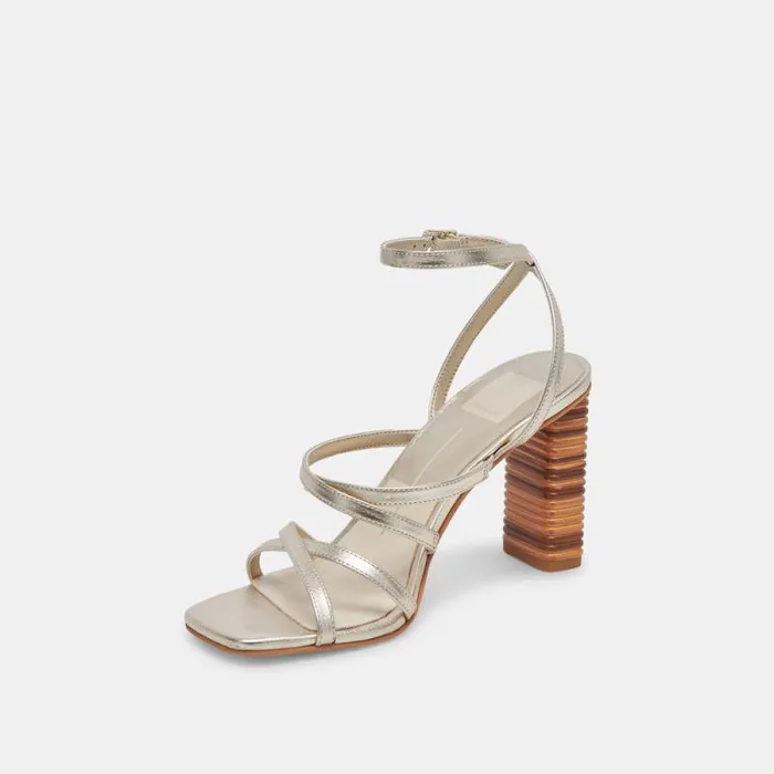 Dolce Vita Jenko Heels Platinum Metallic Leather Women Heels