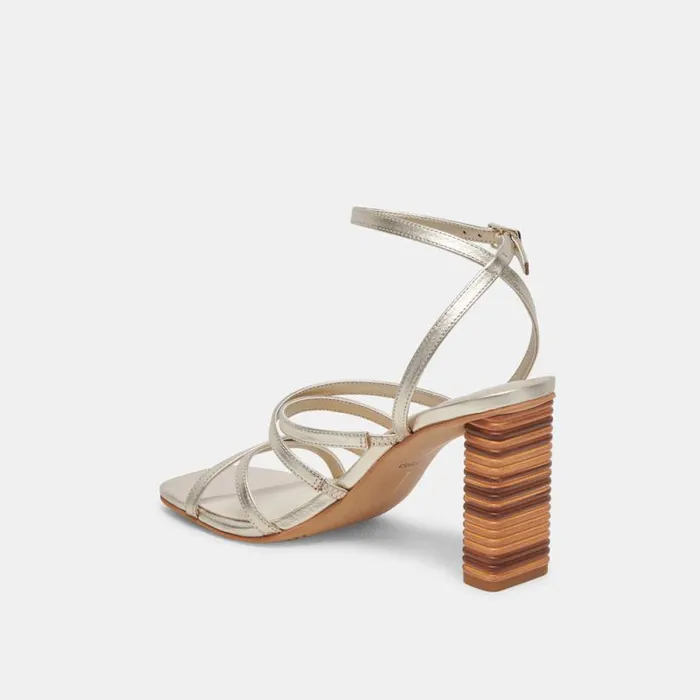 Dolce Vita Jenko Heels Platinum Metallic Leather Women Heels