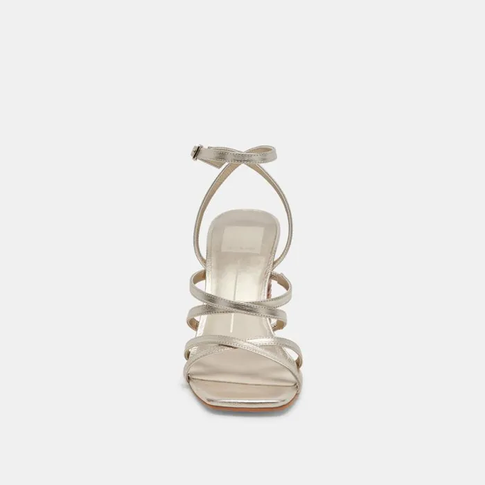 Dolce Vita Jenko Heels Platinum Metallic Leather Women Heels