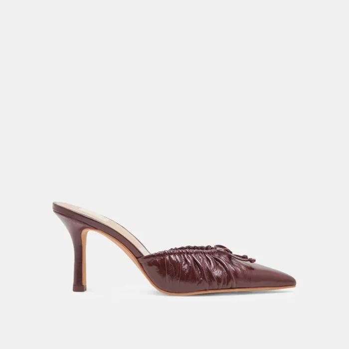 Dolce Vita Kairi Heels Cranberry Crinkle Patent Women Mules and Clogs