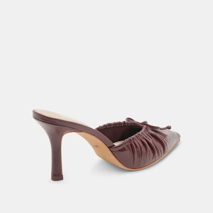 Dolce Vita Kairi Heels Cranberry Crinkle Patent Women Mules and Clogs