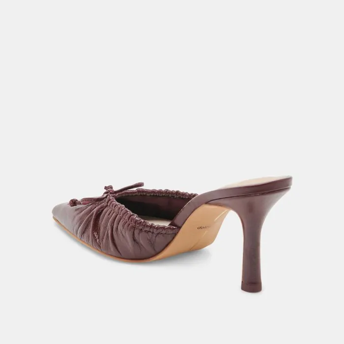 Dolce Vita Kairi Heels Cranberry Crinkle Patent Women Mules and Clogs