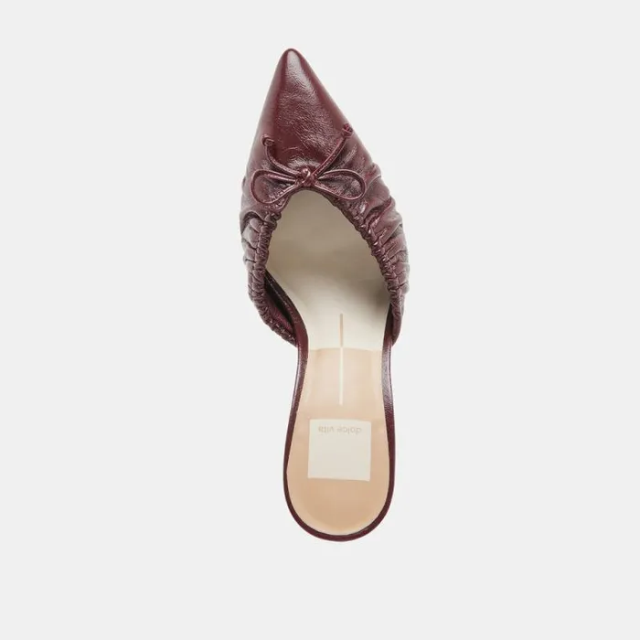 Dolce Vita Kairi Heels Cranberry Crinkle Patent Women Mules and Clogs