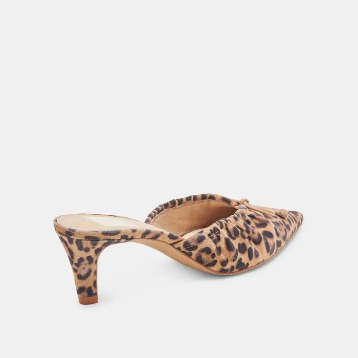 Dolce Vita Kairi Mid Heels Dk Leopard Suede Women Mules and Clogs