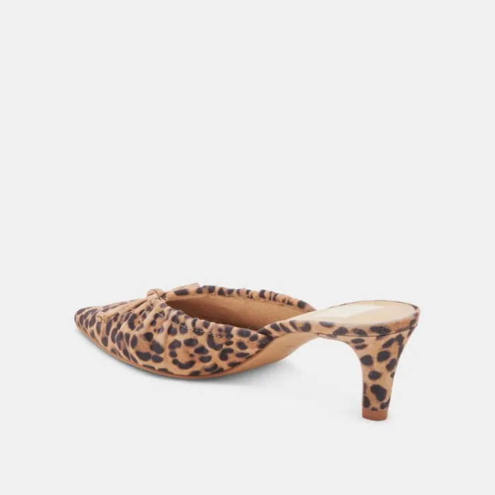Dolce Vita Kairi Mid Heels Dk Leopard Suede Women Mules and Clogs