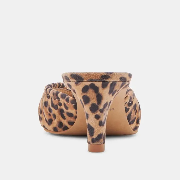 Dolce Vita Kairi Mid Heels Dk Leopard Suede Women Mules and Clogs