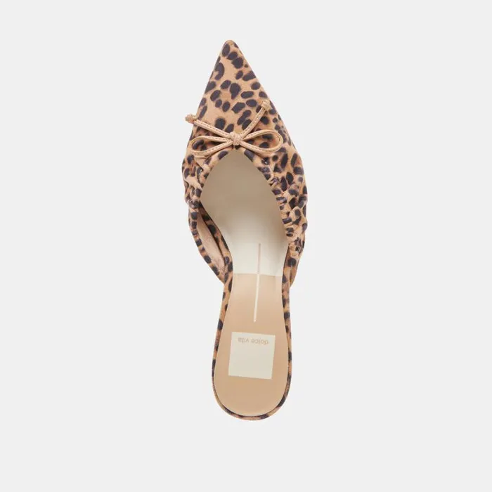 Dolce Vita Kairi Mid Heels Dk Leopard Suede Women Mules and Clogs