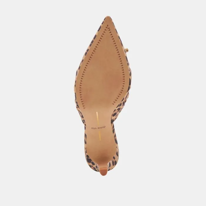 Dolce Vita Kairi Mid Heels Dk Leopard Suede Women Mules and Clogs