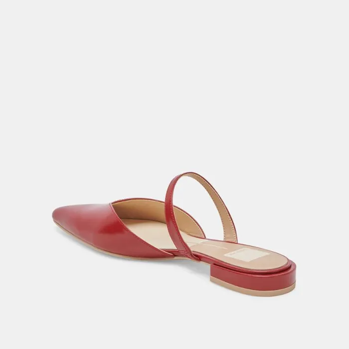 Dolce Vita Kanika Flats Red Crinkle Patent Women Mules and Clogs
