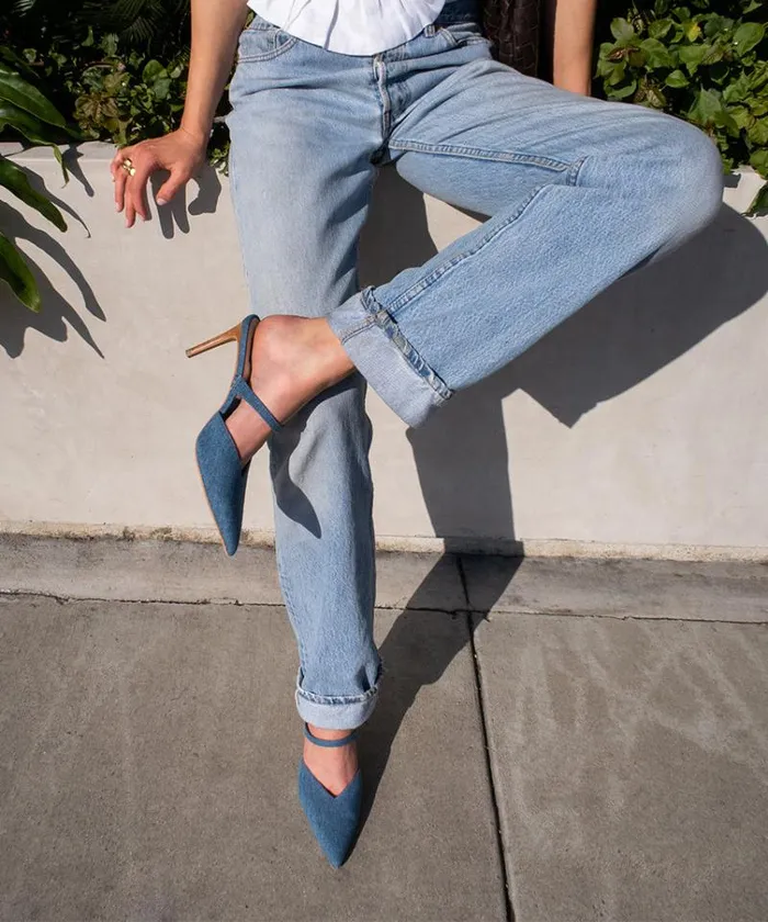 Dolce Vita Kanika Heels Blue Denim Women Heels