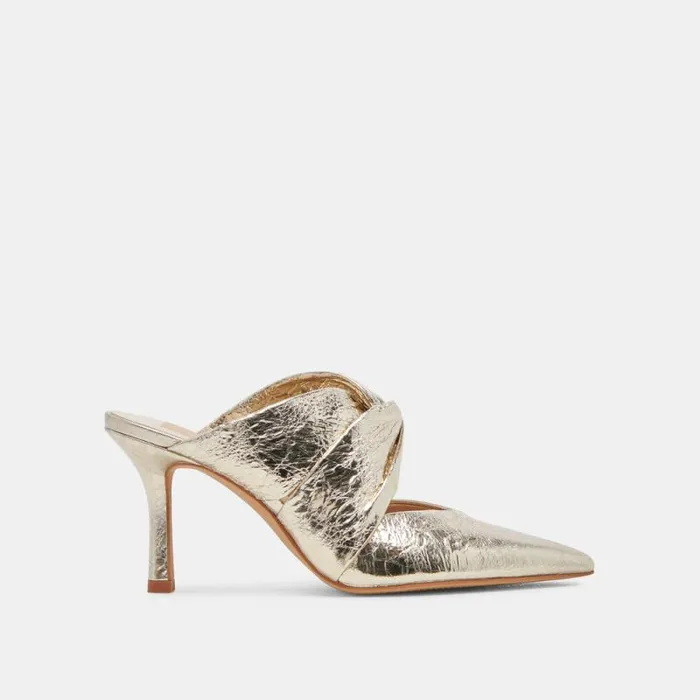 Dolce Vita Kelsy Heels Platinum Distressed Leather Women Heels