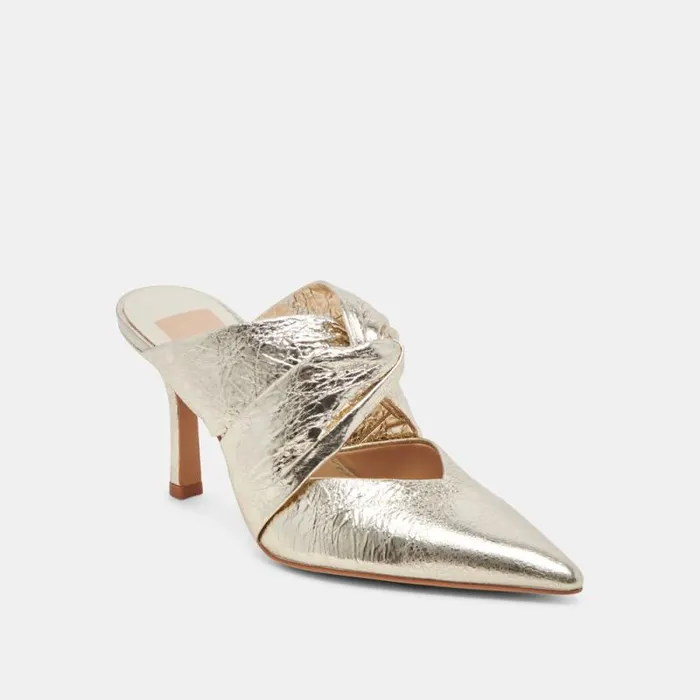 Dolce Vita Kelsy Heels Platinum Distressed Leather Women Heels