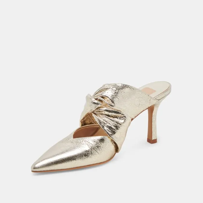 Dolce Vita Kelsy Heels Platinum Distressed Leather Women Heels