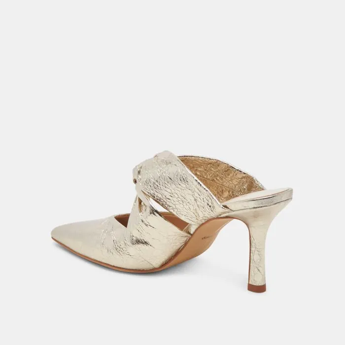 Dolce Vita Kelsy Heels Platinum Distressed Leather Women Heels