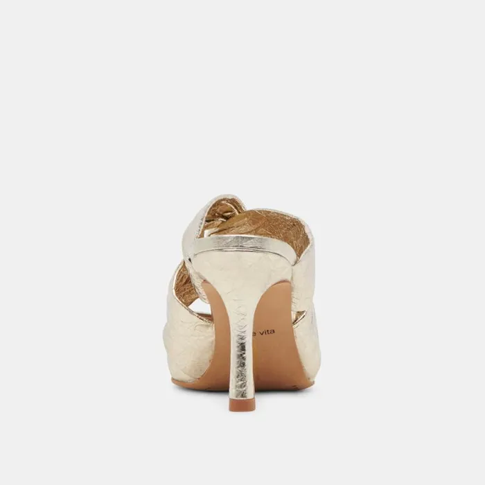 Dolce Vita Kelsy Heels Platinum Distressed Leather Women Heels