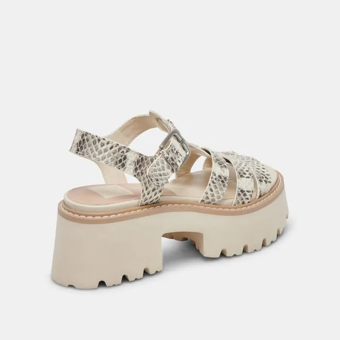 Dolce Vita Latice Sandals Grey White Embossed Leather Women Sandals