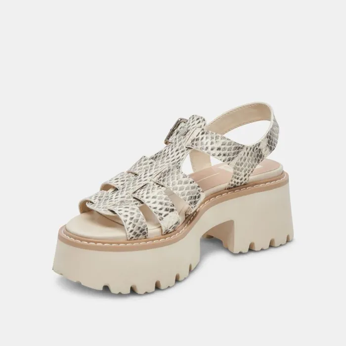 Dolce Vita Latice Sandals Grey White Embossed Leather Women Sandals