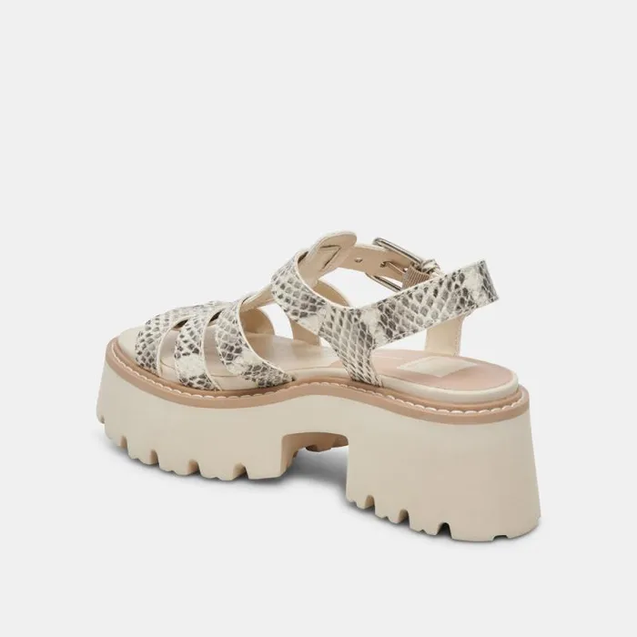 Dolce Vita Latice Sandals Grey White Embossed Leather Women Sandals