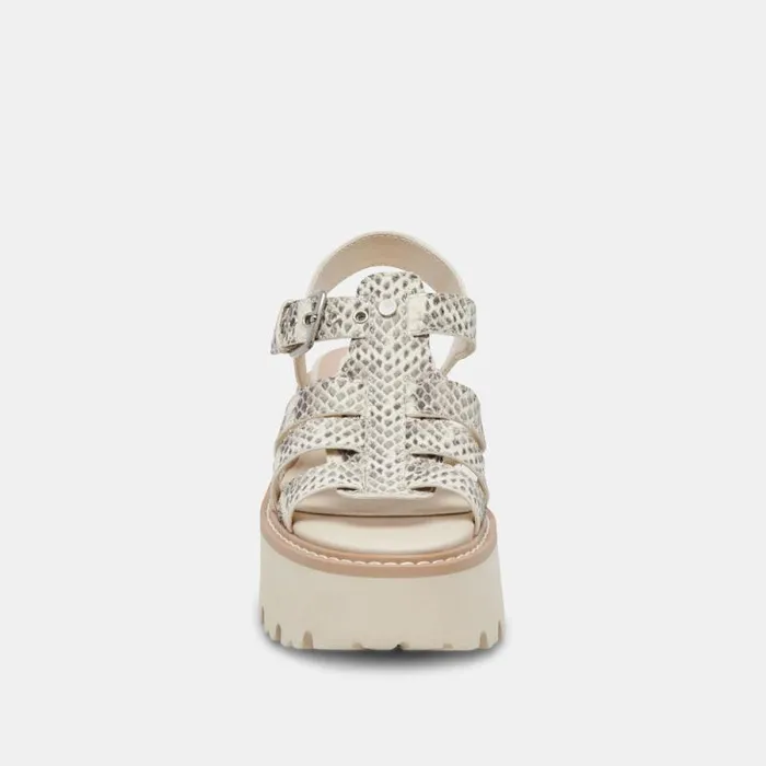 Dolce Vita Latice Sandals Grey White Embossed Leather Women Sandals